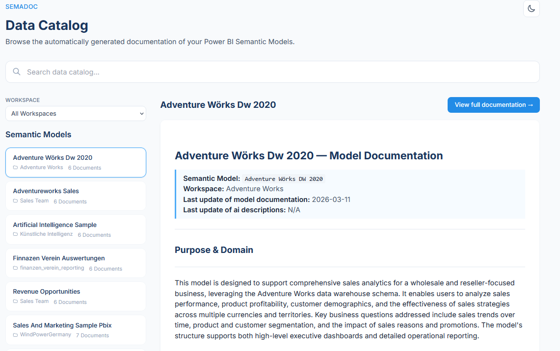 Data Catalog Übersicht